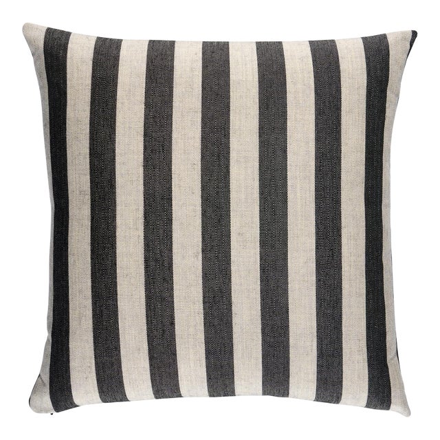 Schumacher Hanson I/O Stripe 18" Pillow In Black For Sale
