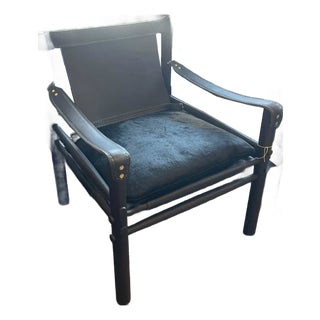 Leather Chair With Shearling Seat For Sale