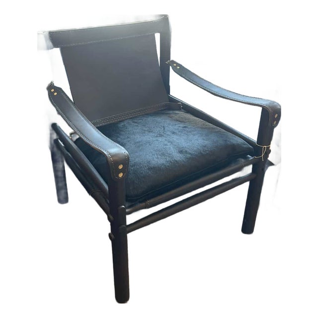Leather Chair With Shearling Seat For Sale