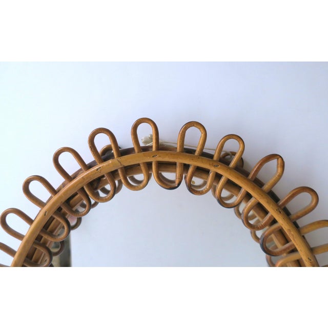 Mid-Century Modern Italian Wicker Wall Mirror Albini Crespi Style, Circa Mid-20th Century, Italy For Sale - Image 3 of 8