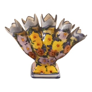 1930s Andrea by Sadek Hand Painted Tulipiere Vase, Made in Portugal For Sale