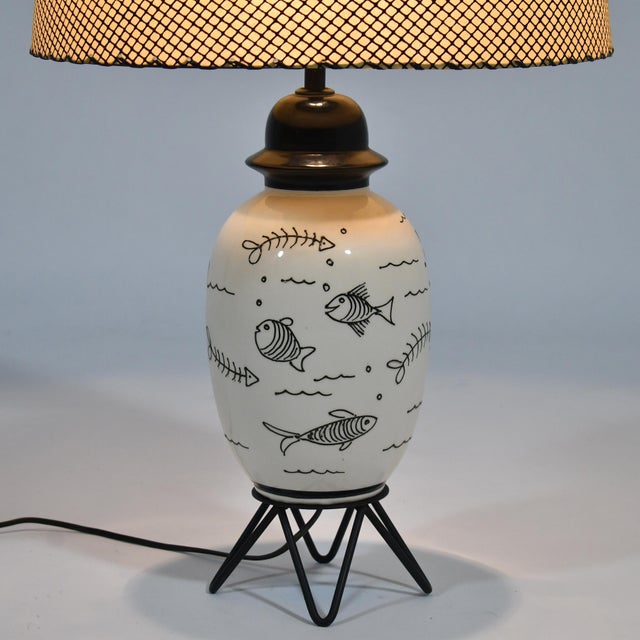 1950s Table Lamp with Whimsical Fish Design For Sale - Image 4 of 11