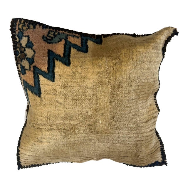 Pillow W/Antique Persian Rug Fragment, 1'4" X 1'4" For Sale