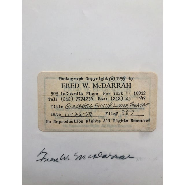 Photography Fred McDarrah Vintage Print Silver Gelatin Signed Photograph of Poet Allen Ginsberg For Sale - Image 7 of 10