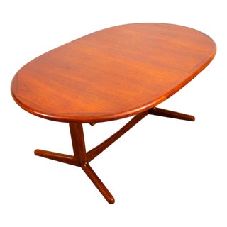 1960s Mid Century Danish Modern Dining Table Solid Teak Accordion Leaf Round Oval For Sale