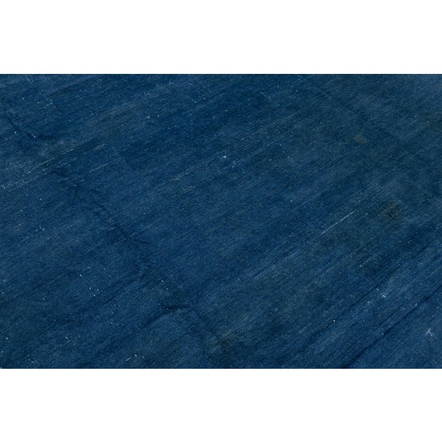 1920s Antique Art Deco Handmade Blue Designed Chinese Wool Rug For Sale - Image 5 of 12