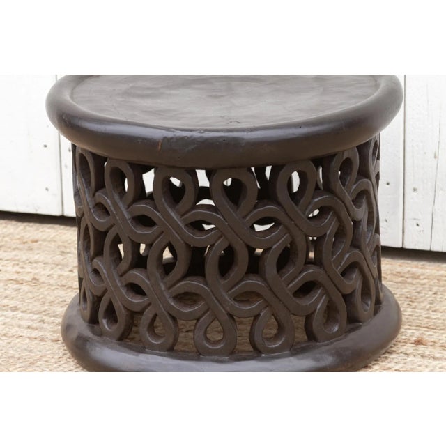 Coffee African Floral Bamileke Stool For Sale - Image 8 of 10
