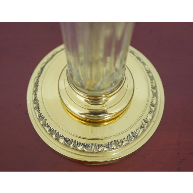 1980s Candelabra Design Glass Column & Brass Table Lamp For Sale - Image 5 of 10