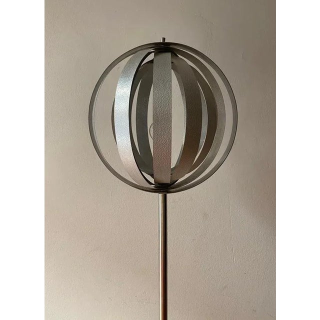 Silver Chromed Metal Floor Lamp with Adjustable Lampshade attributed to Verner Panton, 1970s For Sale - Image 8 of 13