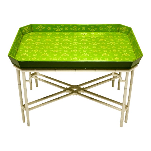 Chinese Chippendale Style Round Tree Tray Table For Sale