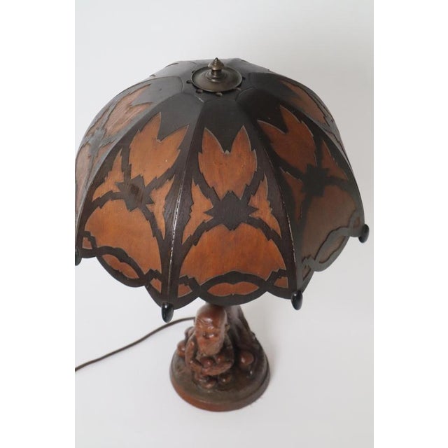 Black Black Forest Table Lamp with Handcrafted Dwarf and Magic Mushrooms, Germany, 1920s For Sale - Image 8 of 18