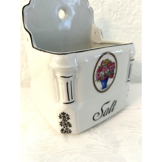 Victorian Mid-Century Victorian Hanging Porcelain Floral Salt Box For Sale - Image 3 of 7