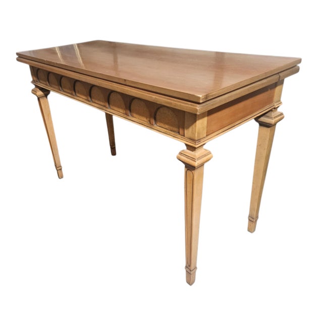 Wood Vintage Mid Century Italian Provincial Cherry Console/ Extending Dining Table For Sale - Image 7 of 9