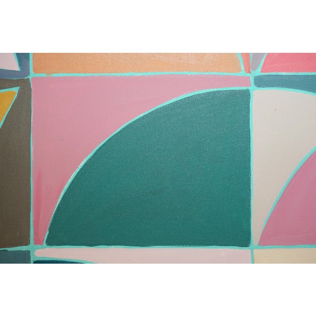 2020s 2026, Color Field Painting, Modern Bauhaus Tiles, Green Forest, Savannah Spring, Acrylic Paint on Canvas by Natalia Roman For Sale - Image 5 of 8