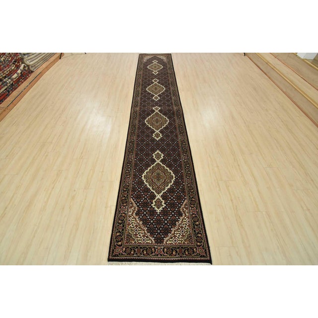 Farmhouse Tabriz Mahi Runner 2’8” X 14’3” Black Wool Traditional Hand-Knotted Rug For Sale - Image 3 of 13