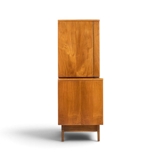 Young Manufacturing Young Manufacturing Mid Century Walnut Curved Gentlemans Chest Highboy Dresser For Sale - Image 4 of 9
