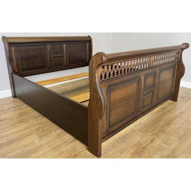Vintage French King Size Sleigh Bed Frame For Sale - Image 3 of 9