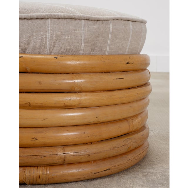 Mid-Century 7 Strand Paul Frankl Style Stacked Rattan Ottoman For Sale - Image 13 of 18