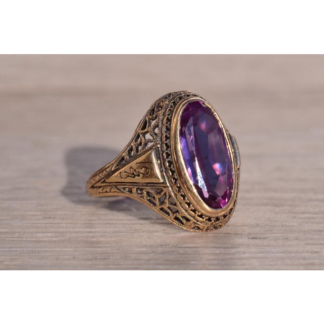 The Mount Elbert: Elongated Oval Sapphire in Antique Filigree Ring For Sale - Image 9 of 11