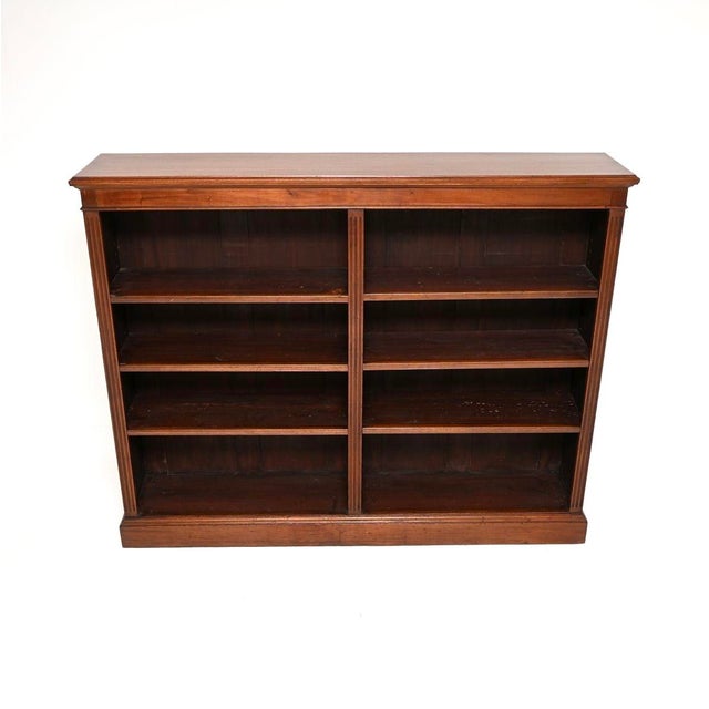 A large and impressive antique Victorian open bookcase. This was made in England, it dates from around the 1860-1880...