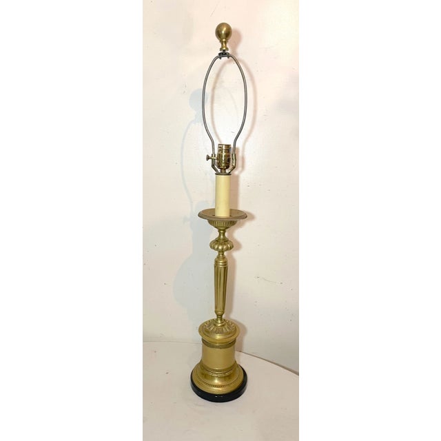 Metal 1980s Huge Large Vintage High Quality Speer Brass Bronze Marble Electric Table Lamp For Sale - Image 7 of 12