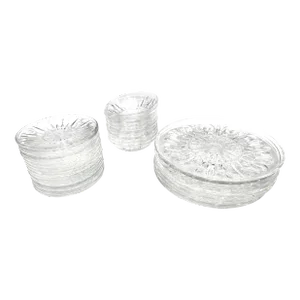 Mid-Century Modern Indiana Vintage Clear Glass Sunburst Serving Set - 35 Pieces