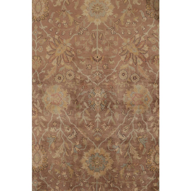 Rug & Kilim Rug & Kilim’s Tabriz Style Rug in Brown With Gold & Blue Floral Patterns For Sale - Image 4 of 7