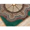1930s Green Medallion Antique American Hooked Rug 3'4" X 3'6" Knotted Wool Carpet For Sale - Image 10 of 11