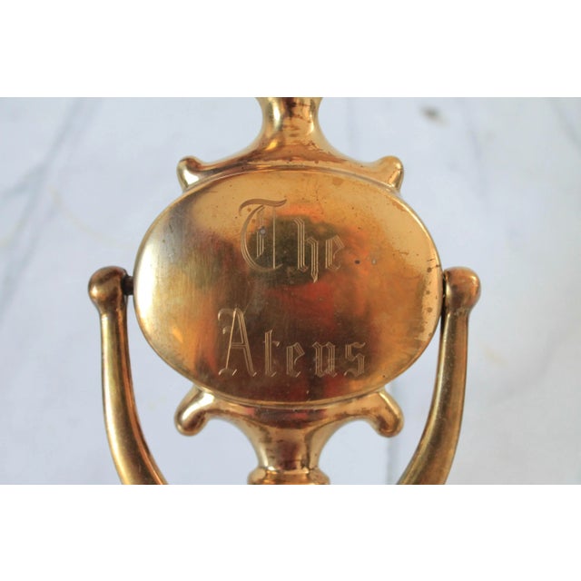 Vintage solid brass door knocker, made in Spain. "The Ateus" etched on brass. Makers mark on back. Hardware not included....