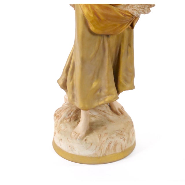Early 20th Century 20th Century Hand Painted/Gilt Decorated Porcelain Decorative Woman's Sculpture For Sale - Image 5 of 12