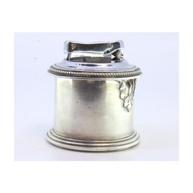 Silver-Plated Built-in Lighter with Pearl Engraving and Friezes For Sale - Image 6 of 8
