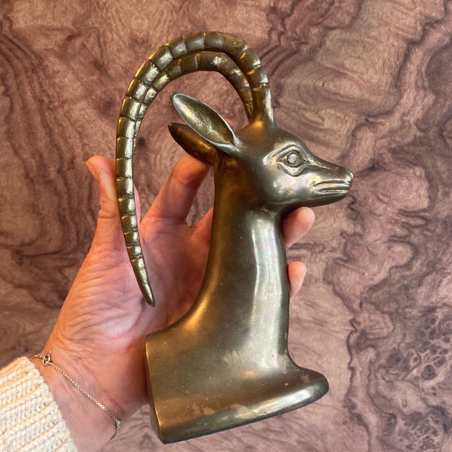 1960s 1960s Rosenthal Netter Brass Gazelle Vintage Bookends- a Pair For Sale - Image 5 of 13