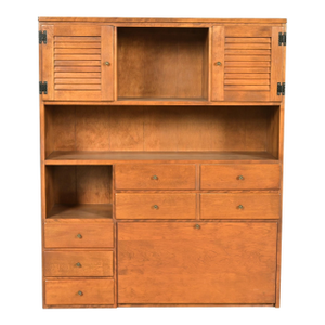 Ethan Allen American Colonial Solid Maple Secretary Desk Hutch Top or Wall Unit, Circa 1970s