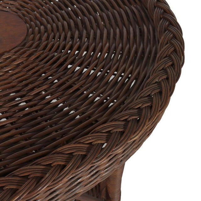 Antique Heywood & Wakefield Arts & Crafts Wicker & Oak Table Signed C1920 For Sale - Image 12 of 16