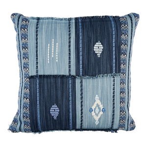 Schumacher Aravali Patchwork Pillow in Denim & Indigo 20"