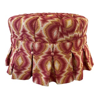 Late 20th Century Tufted Pink Ottoman on Wheels For Sale
