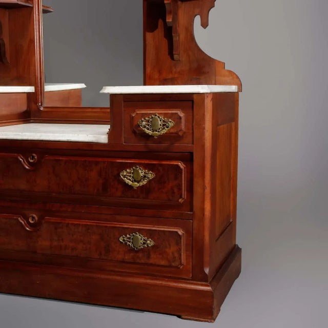 Renaissance Revival Walnut Burl & Ma Drop Center Mirrored Dresser, circa 1880 For Sale - Image 9 of 13