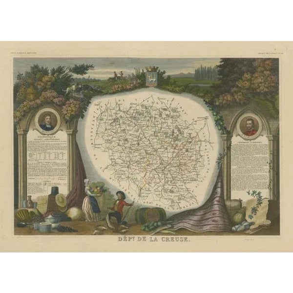 Antique Map of the Department of Creuse For Sale - Image 3 of 6