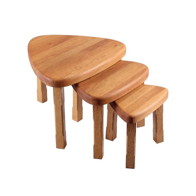 Light Oak Nesting Tables attributed to Charlotte Perriand, 1960s, Set of 3 For Sale - Image 10 of 10