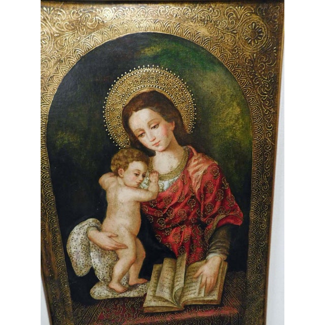 Textile Diana Mendoza"Madonna" Mother and Child Original Oil Custom Framed For Sale - Image 7 of 10