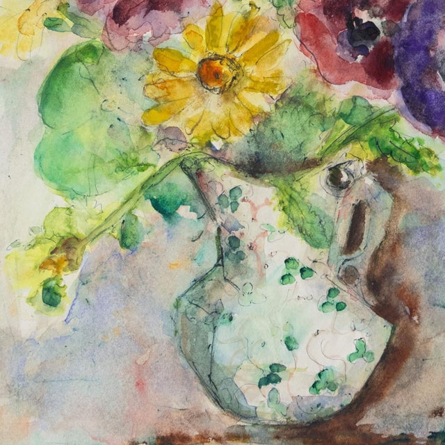 'Posy in a Pitcher' by Pauline Polk, Mid-Century California Modernist Still Life, Los Angeles For Sale - Image 9 of 9