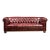 Vintage Deep Red Leather Tufted Chesterfield Sofa With Brass Nailhead Trim For Sale