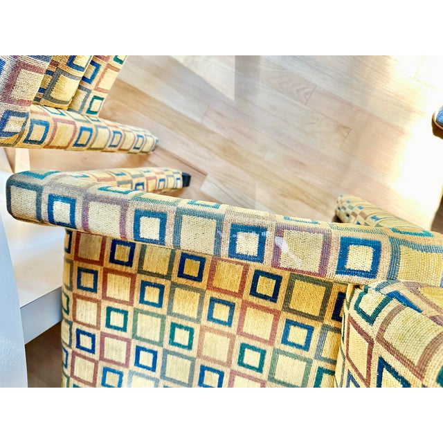 Wood Mid 20th Century Mid Century Modern Dining Set - 6 Milo Baughman Style Parsons Chairs and a Round Table For Sale - Image 7 of 12