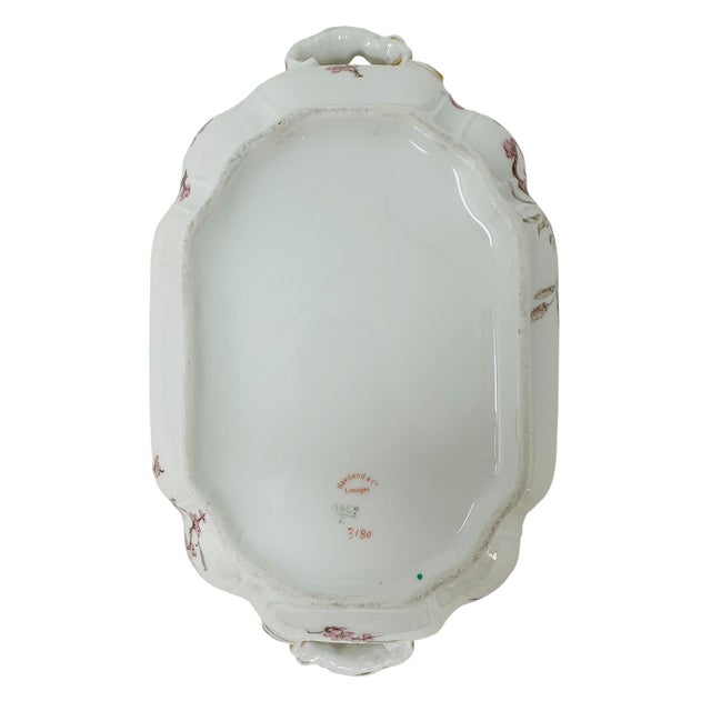 Antique Haviland Limoges Covered Tureen | Schleiger 222 (Factory 3180) "Cherry Blossom" Floral | Pink & Gold For Sale - Image 11 of 17