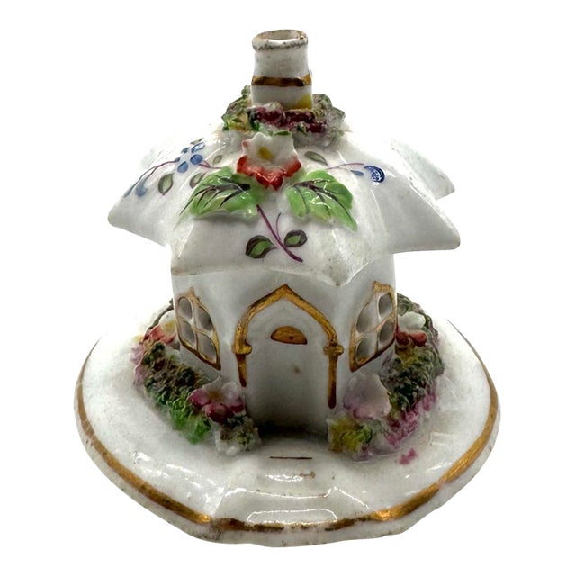 Antique Staffordshire Porcelain Cottage Pastille Burner, 19th Century For Sale