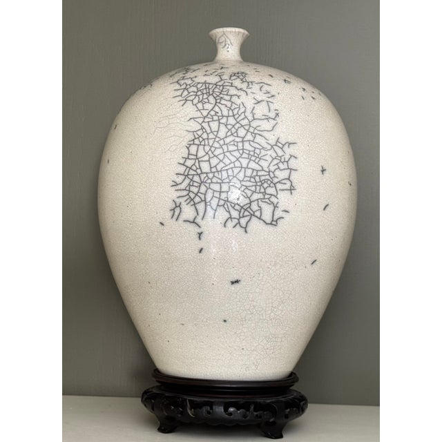Late 20th Century Nancee Meeker Ceramic Studio Art Raku Vase For Sale - Image 5 of 14