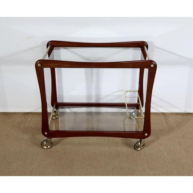 Serving Carts in Mahogany, Glass and Brass, 1960s, Set of 2 For Sale - Image 4 of 18