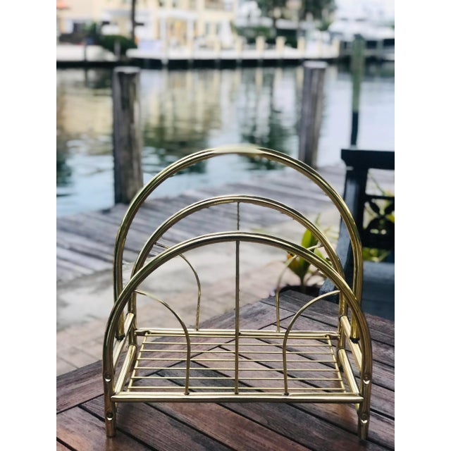 Mid 20th Century Vintage Mid-Century Brass Magazines/Books Rack For Sale - Image 5 of 9