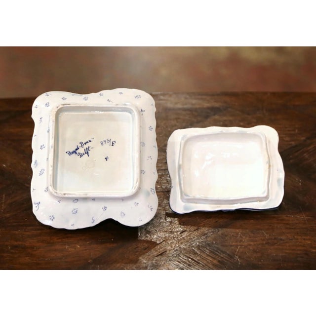 Early 20th Century Royal Bonn Delft Faience Sardine Dish With Dolphin Handle For Sale - Image 11 of 13