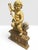 Large 18th C. Italian Baroque Carved, Gilded, Silvered Wood Putto Figure Seated. A finely sculpted, highly expressive, and...
